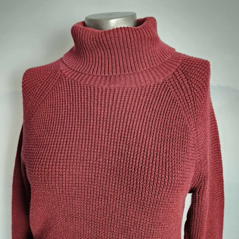 J. Crew Red Knit Turtleneck Ribbed Pullover Sweater | Women's Small